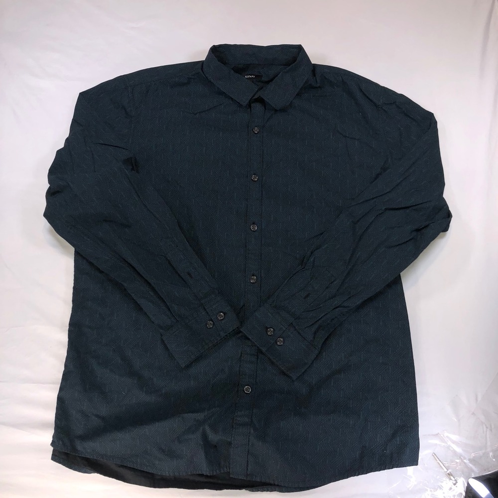 Alfani XL Teal Geometric Maze Pattern Long Sleeve Button Down Shirt